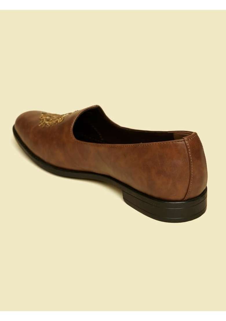 Manyavar Mens Self Embroidered Loafers Style Shoes Ethnic Juttis and Mojaris - Indya