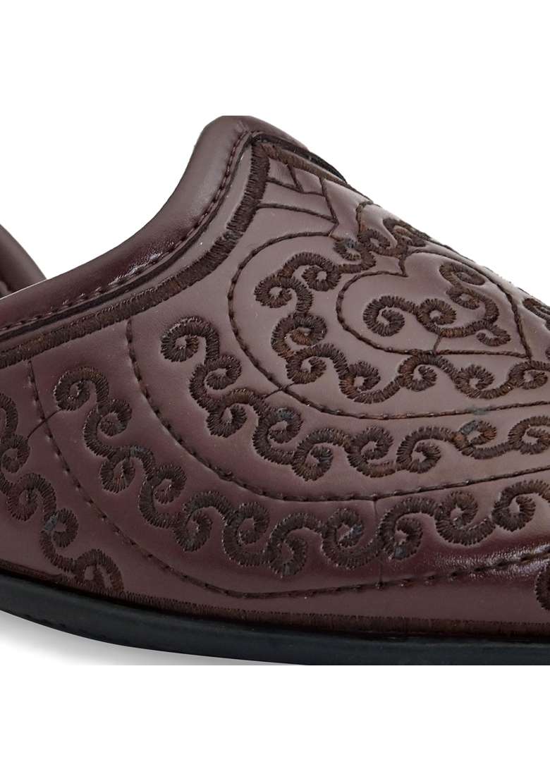 San Frissco Men Faux Leather Atlantis Cherry Mojaris - Indya