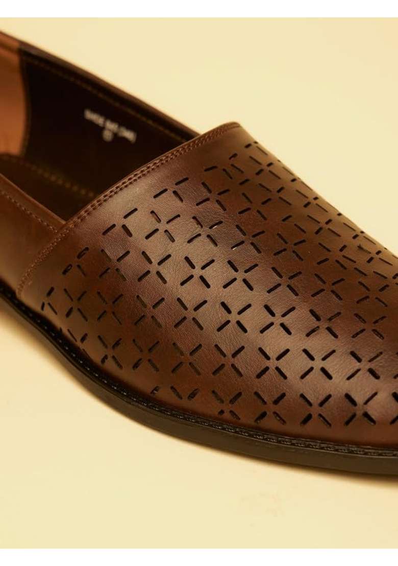 Manyavar Dark Brown Elegance Shoes Mens Ethnic Jutti - Indya