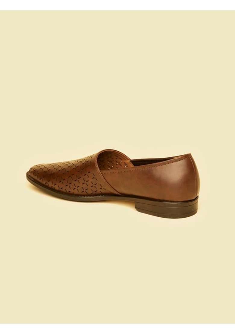 Manyavar Dark Brown Elegance Shoes Mens Ethnic Jutti - Indya