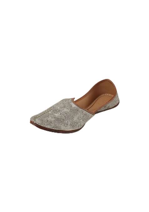 Mochi Gold Mens Slip on Closure Ethnic Mojaris with Flat Sole