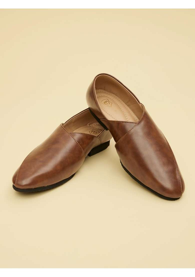 Manyavar Brown Sophisticated Jooti Mens Ethnic Jutti - Indya