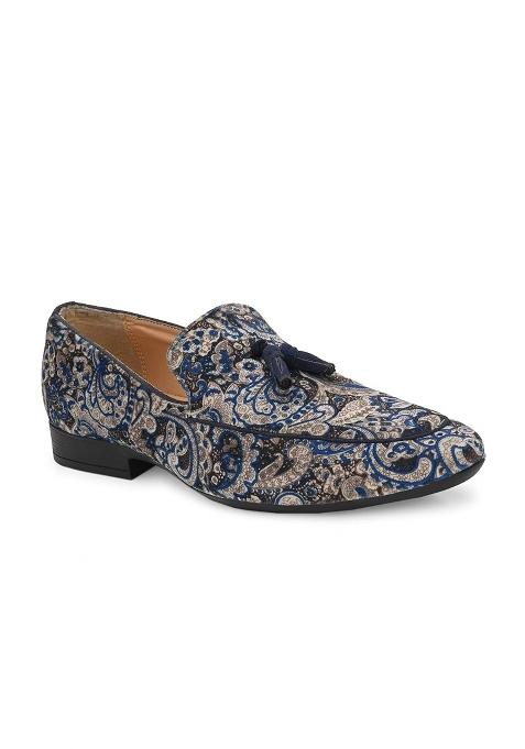 San Frissco Mens Loafers Printed Casual Slip on Shoes Festive Jutis and Ethnic Mojaris Cushioned Footbed