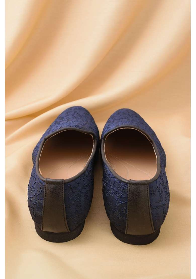 Manyavar Blue Loafers Self Texture Juti Mens Ethnic Jutti - Indya