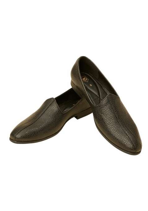 Manyavar Black Mens Loafer Style Shoes Ethnic Juttis and Mojaris