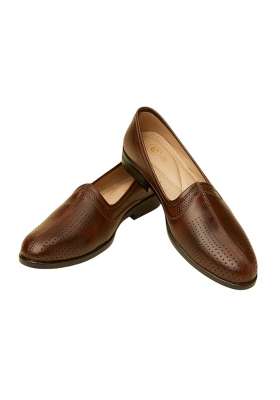 Manyavar Brown Mens Loafer Style Self Design Jutti Ethnic Juttis and Mojaris