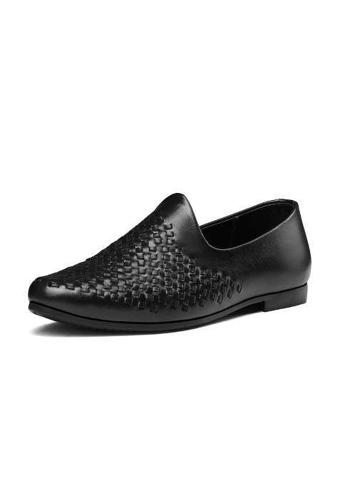 Louis Stitch Mens Ethnic Weaved Textured Slip on Mojaris Stylish Nagra Juti for Men