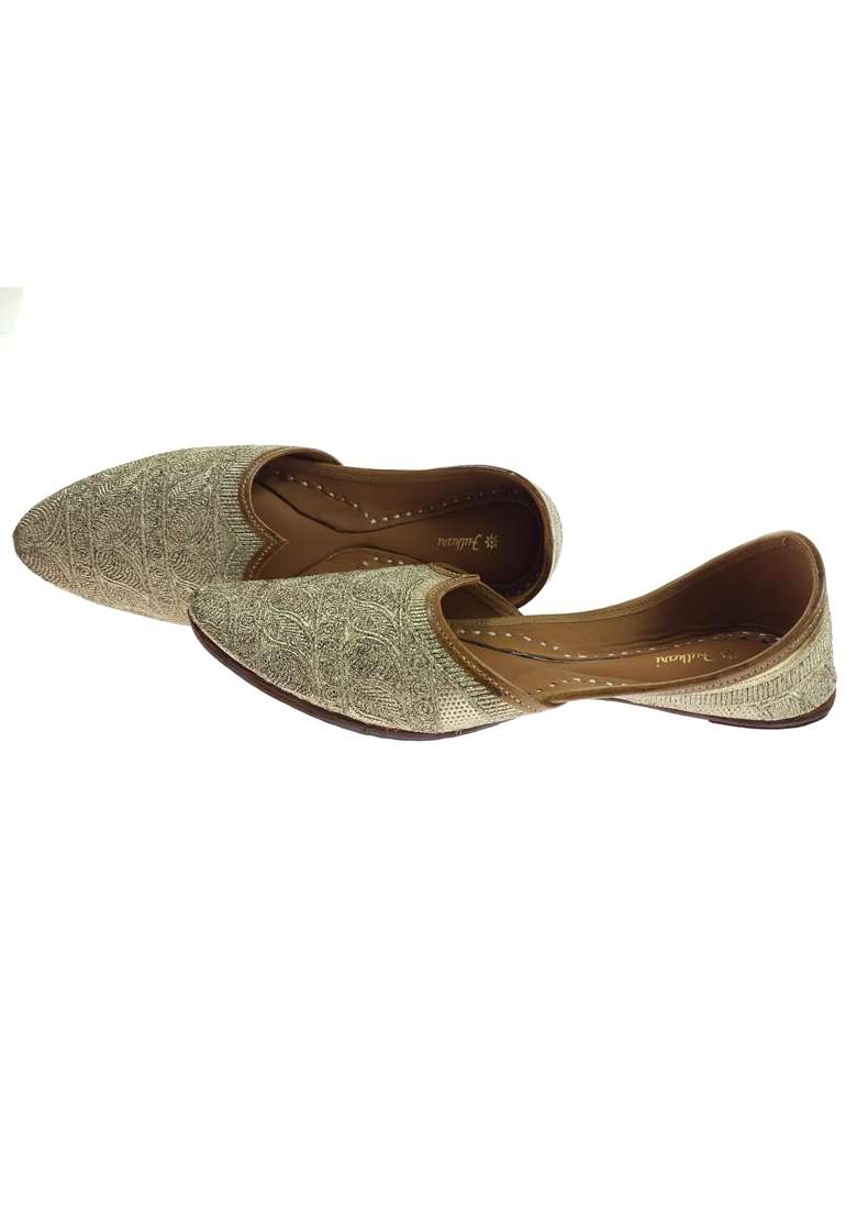 Fulkari Men Zari Embroidered Genuine Soft Leather Formal Jutis - Indya