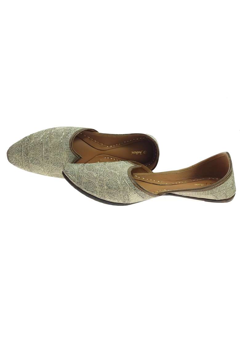 Fulkari Men Zari Embroidered Genuine Soft Leather Formal Jutis - Indya