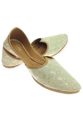 Fulkari Men Gold Genuine Soft Leather Formal Jutis Bite and Pinch Free Jutti