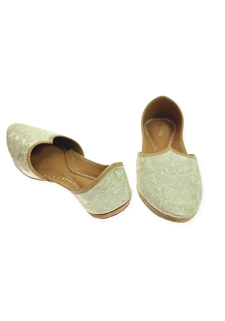 Fulkari Men Gold Genuine Soft Leather Formal Jutis Bite and Pinch Free Jutti - Indya