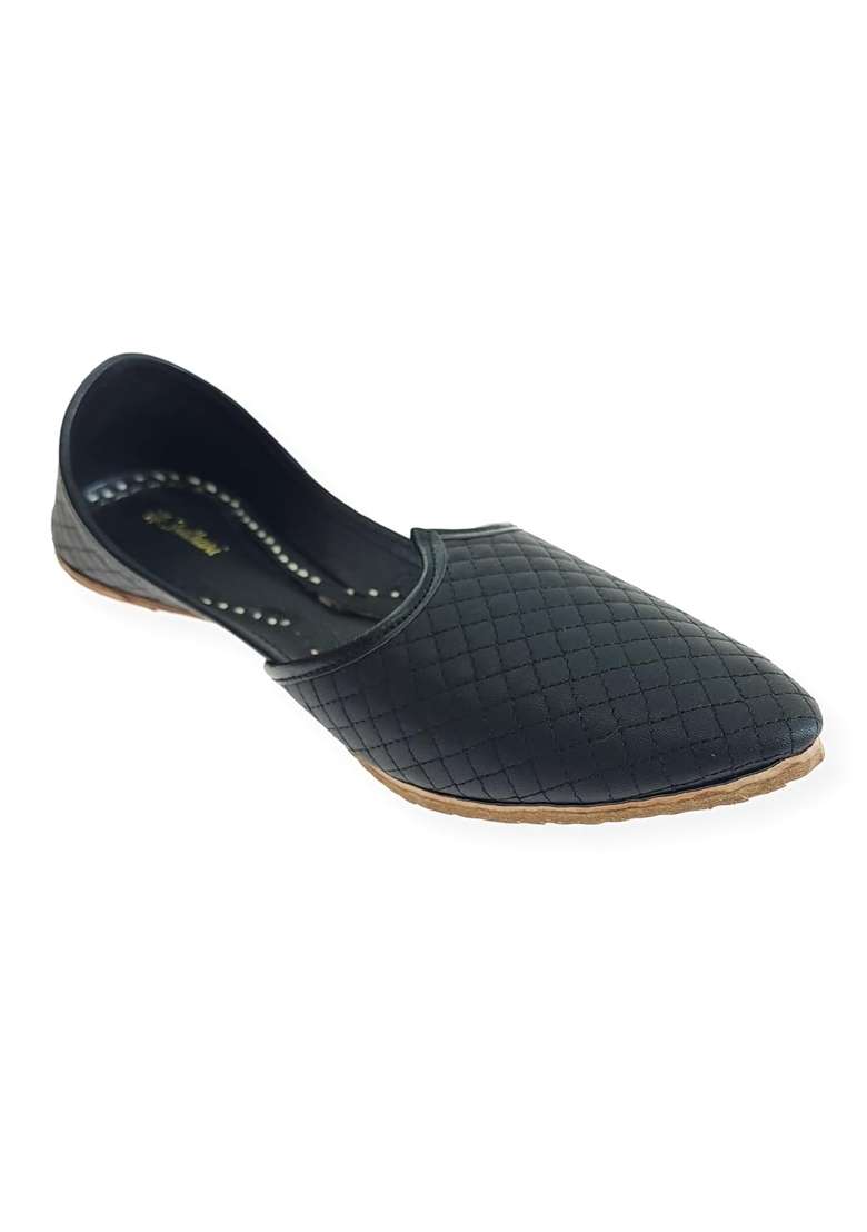Fulkari Black Men Genuine Soft Leather Casual Jutis Bite and Pinch Free Jutti - Indya