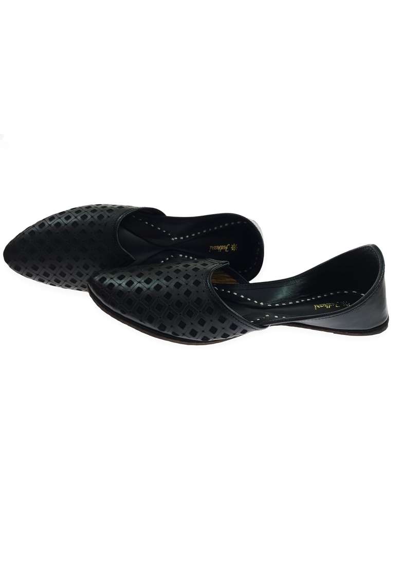 Fulkari Black Men Genuine Soft Leather Casual Jutis Bite and Pinch Free Jutti - Indya
