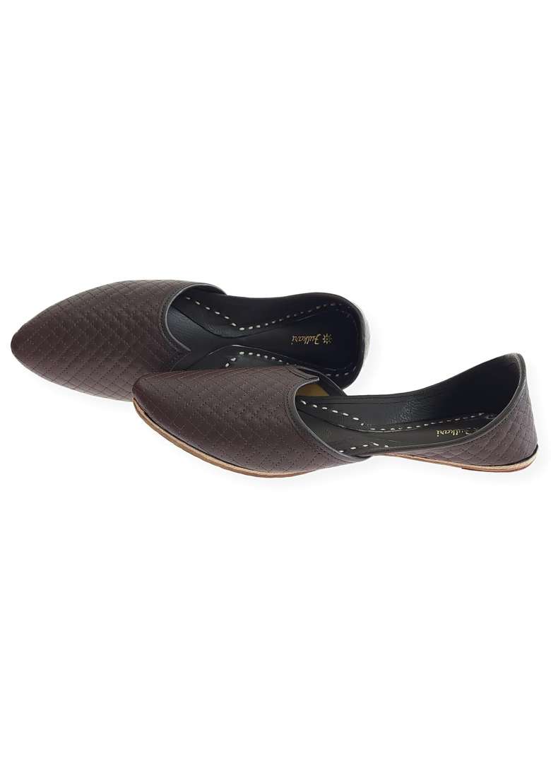 Fulkari Brown Men Genuine Soft Leather Casual Jutis Bite and Pinch Free Jutti - Indya
