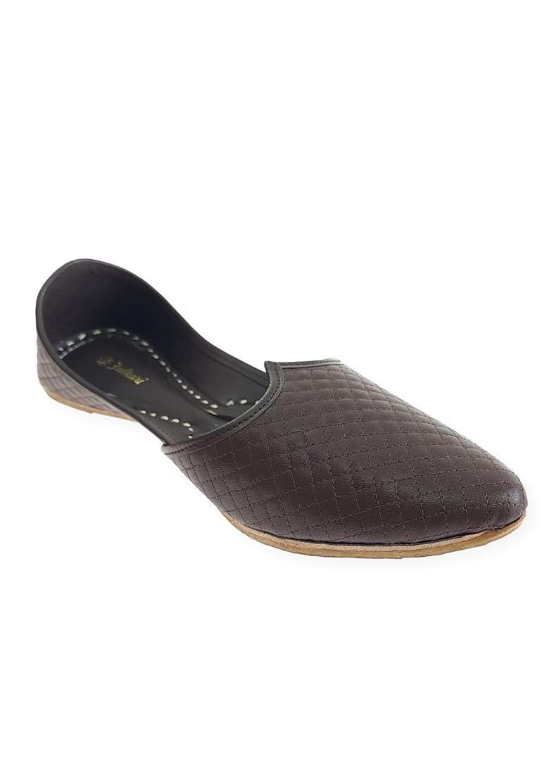 Fulkari Brown Men Genuine Soft Leather Casual Jutis Bite and Pinch Free Jutti - Indya