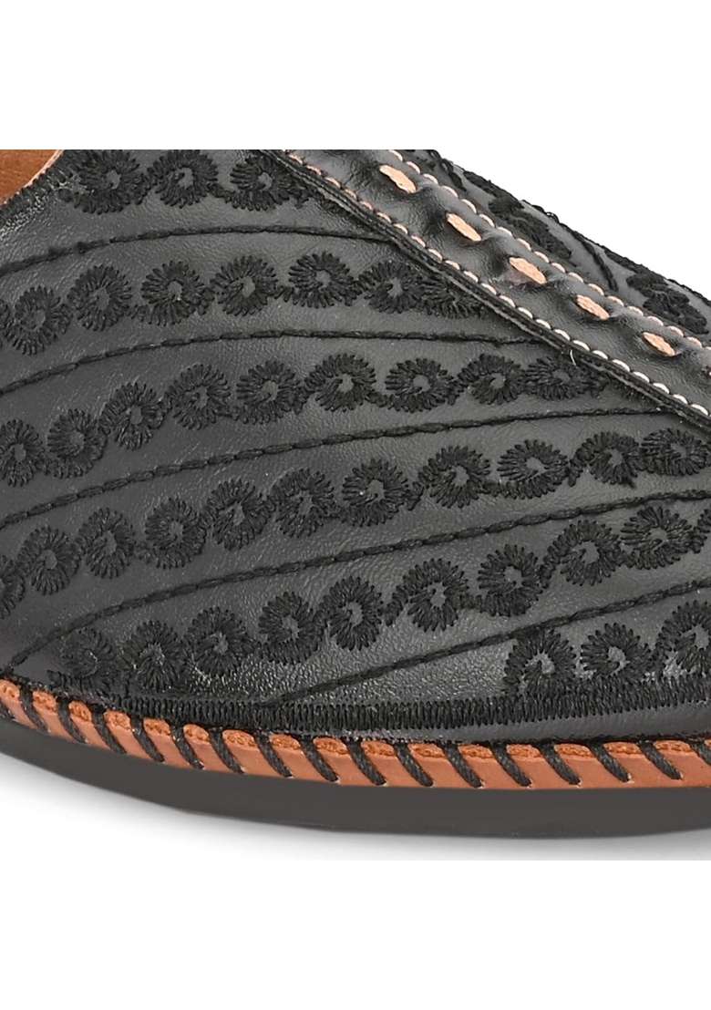 Westport Black Men Faux Leather Ethnic Jutti M - Indya