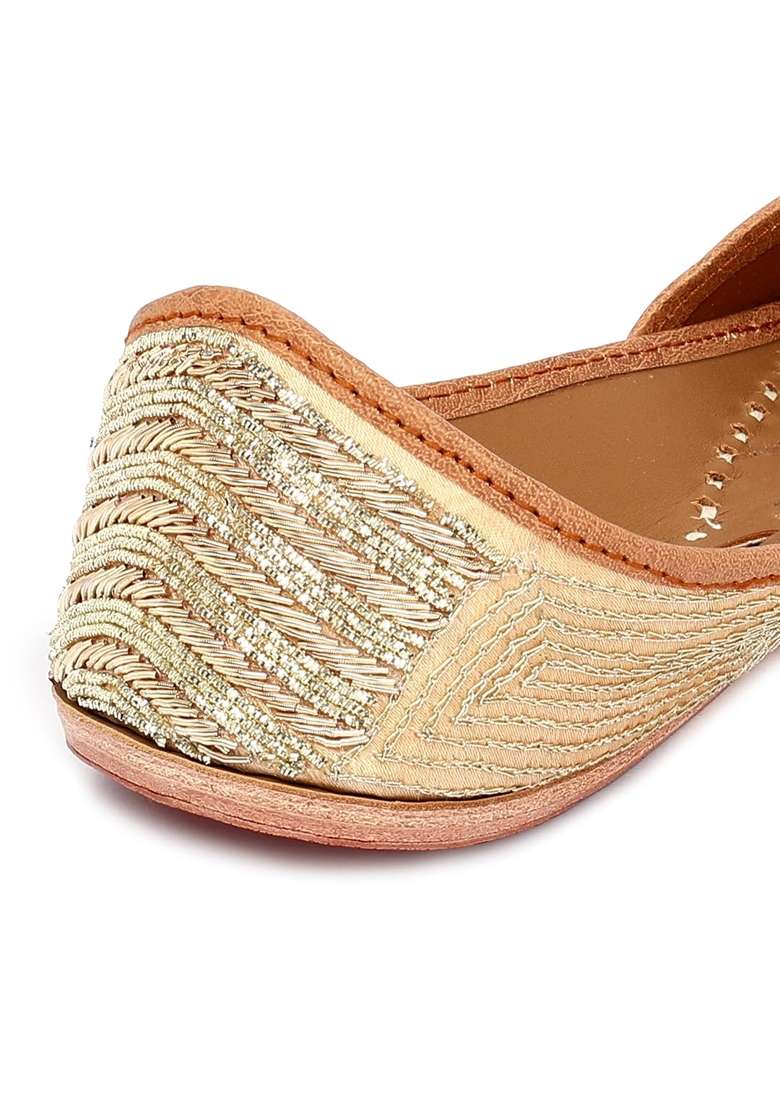 Nysah Ishq Juttis Handcrafted Gold Dabka Work Jewelled for Weddings and Festive Occasions - Indya