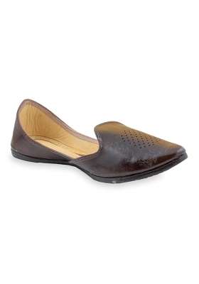 Korakari Brown Mens Traditional Leather Punjabi Jutti Comfortable Mojari for Men