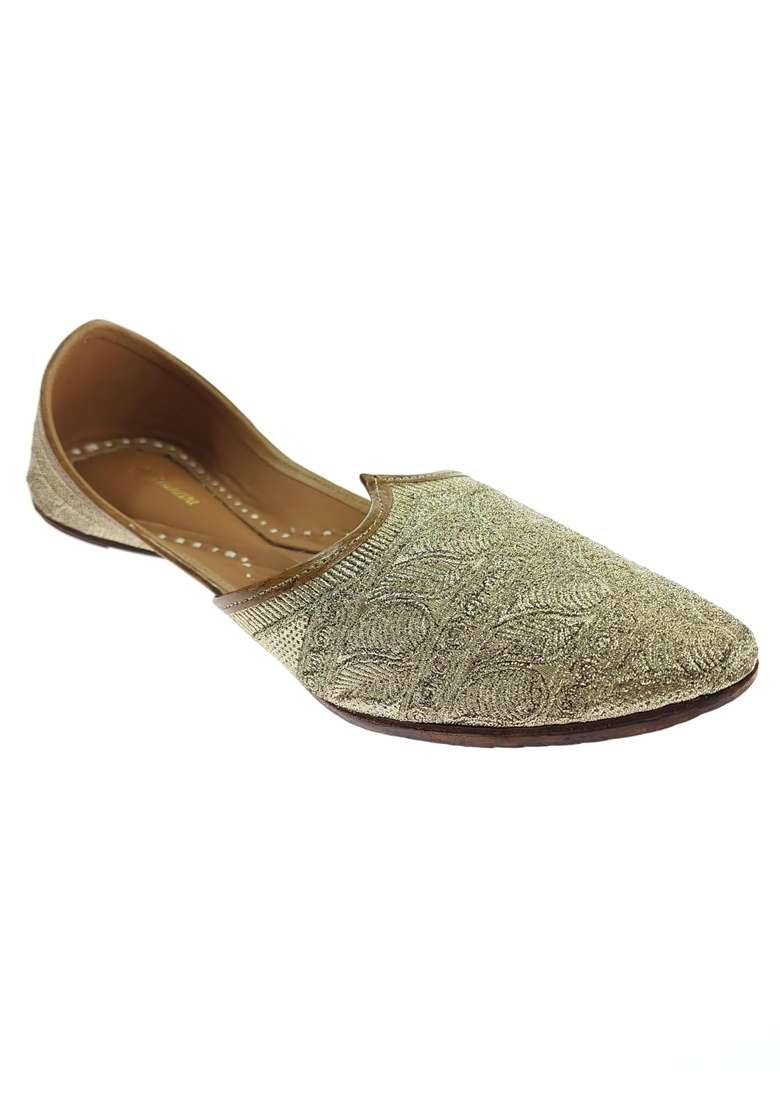 Fulkari Men Zari Embroidered Genuine Soft Leather Formal Jutis - Indya