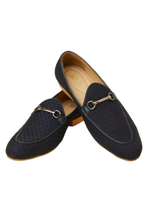 Manyavar Blue Jacquard Loafers Juti Mens Ethnic Jutti