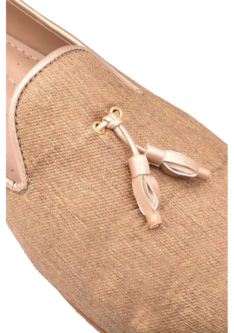 Manyavar Brown Loafers Self Texture Juti Mens Ethnic Jutti - Indya