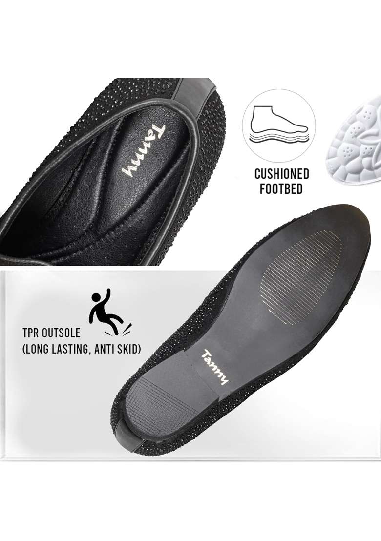 Tanny Shoes Mens Rhinestone Black Color Jutti for Wedding Party - Indya
