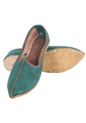 DFR Green Men Leather Suede Jutti Loafer Jodhpuri Juti