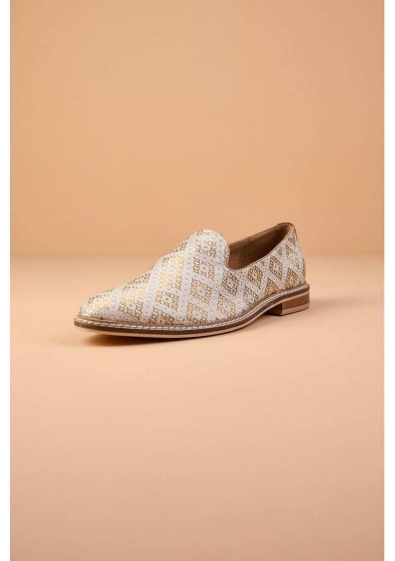Tasva Gold Brocade Mojari Size 9 - Indya