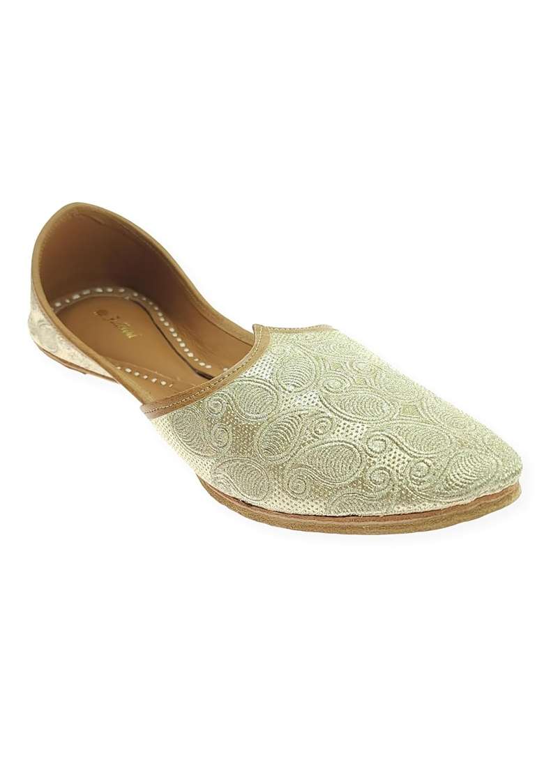 Fulkari Men Gold Genuine Soft Leather Formal Jutis Bite and Pinch Free Jutti - Indya