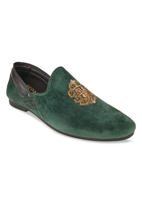 Regal Men Velvet Embroidered Ethnic Slip Ons
