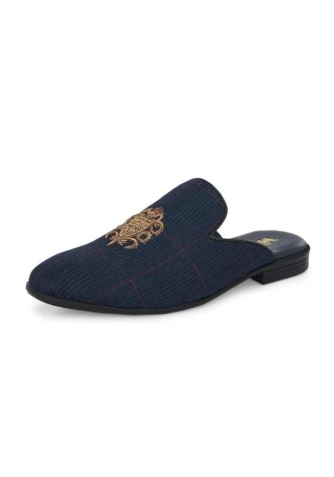 HITZ Mens Blue Leather Ethnic Mule