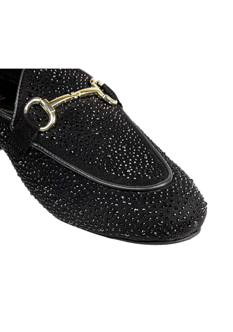 Tanny Shoes Mens Rhinestone Black Color Jutti for Wedding Party - Indya