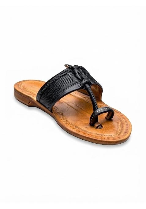 Niira Orange Mens Traditional Toe Ring Sandals Ethnic Slip on Flat Chappals