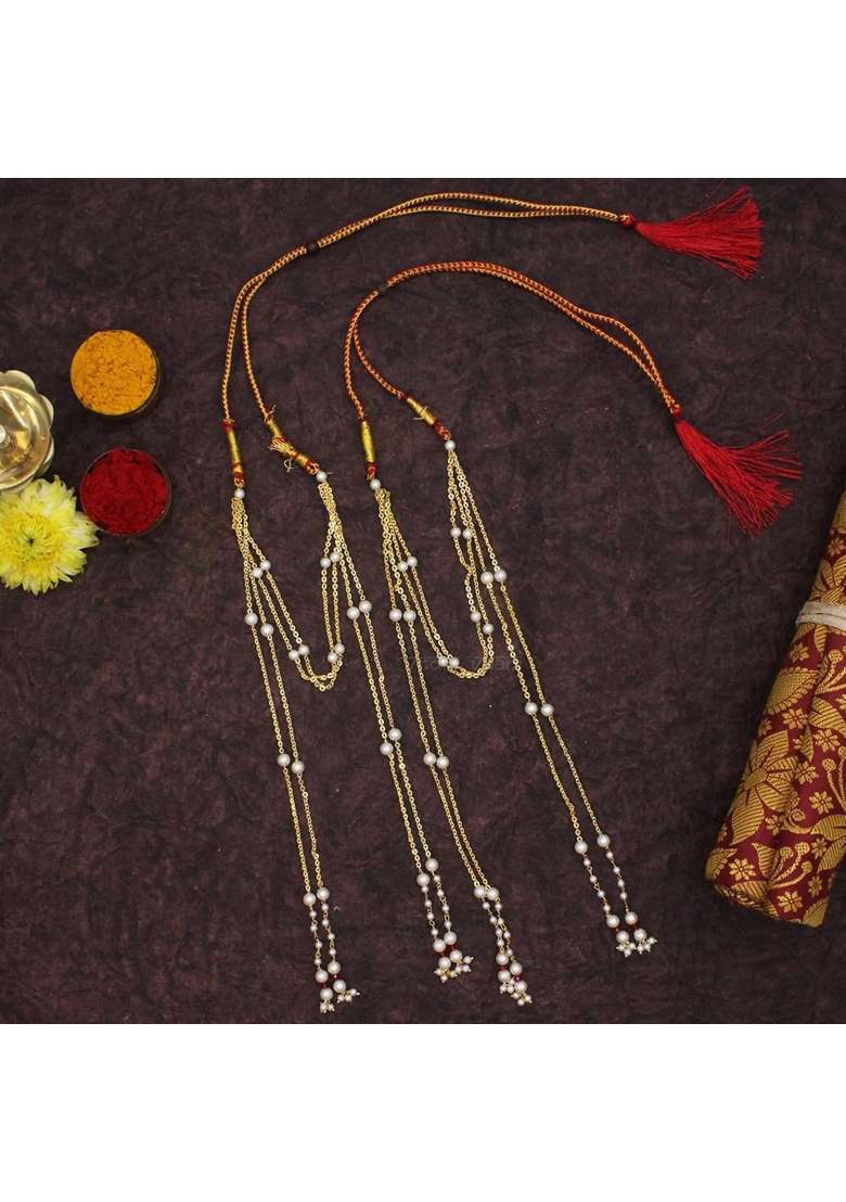 Vedic Vaani Golden Wedding Mundavalya Mundavali for Bride Vadhu and Groom VAR Set of 2 - Indya