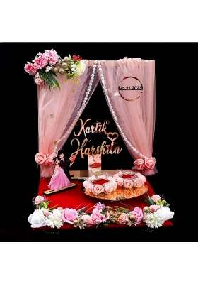 The Bride MADE Wood Engagement Ring Platter Acrylic Bride and Groom Name Sagai Ceremony Date Premium Segment