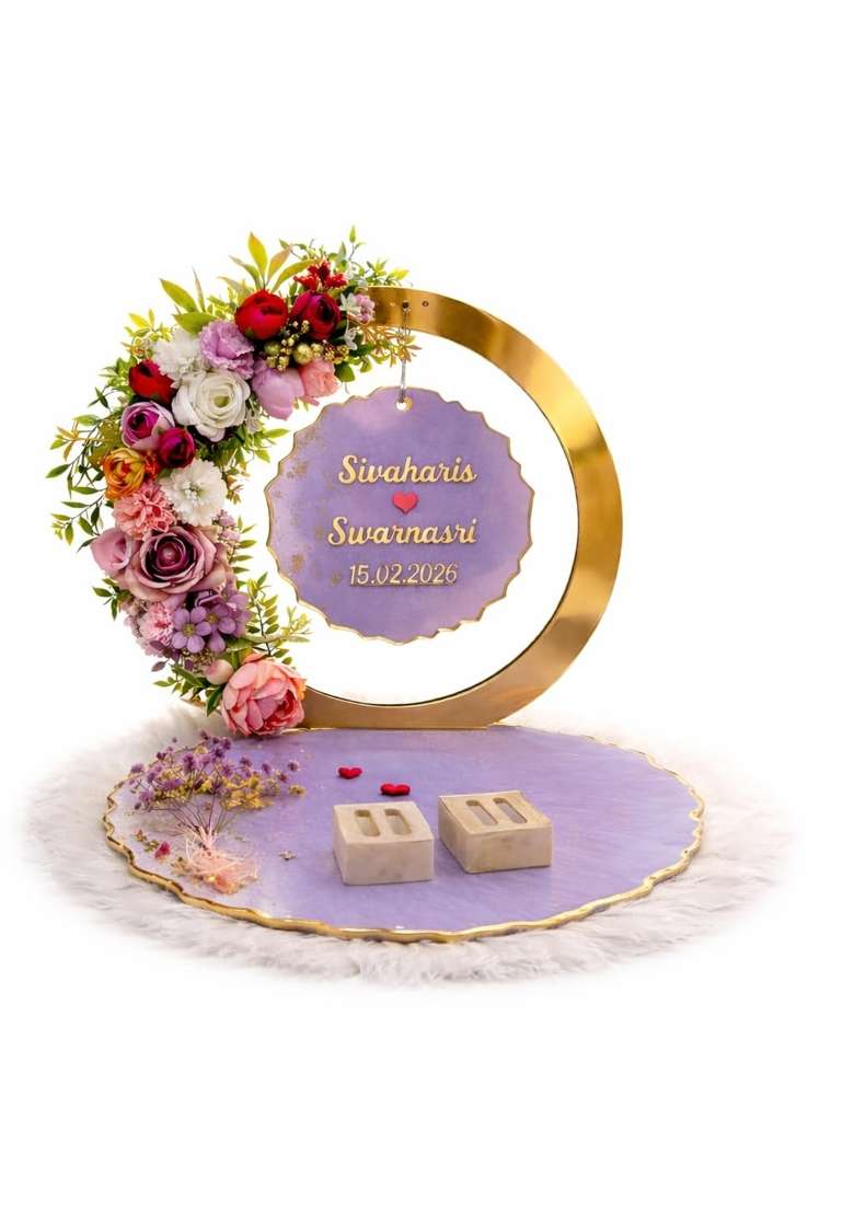 The Bride Made Purple Resin Engagement Ring Platter for Ceremony - Indya