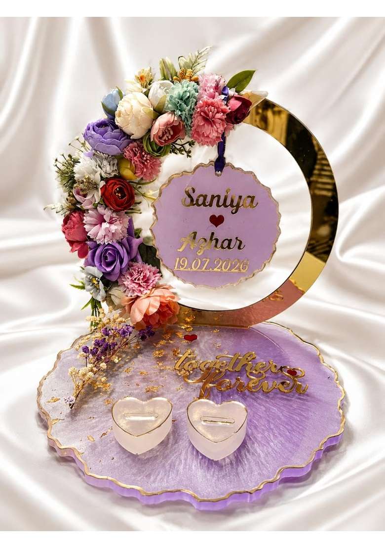 The Bride Made Purple Resin Engagement Ring Platter for Ceremony - Indya
