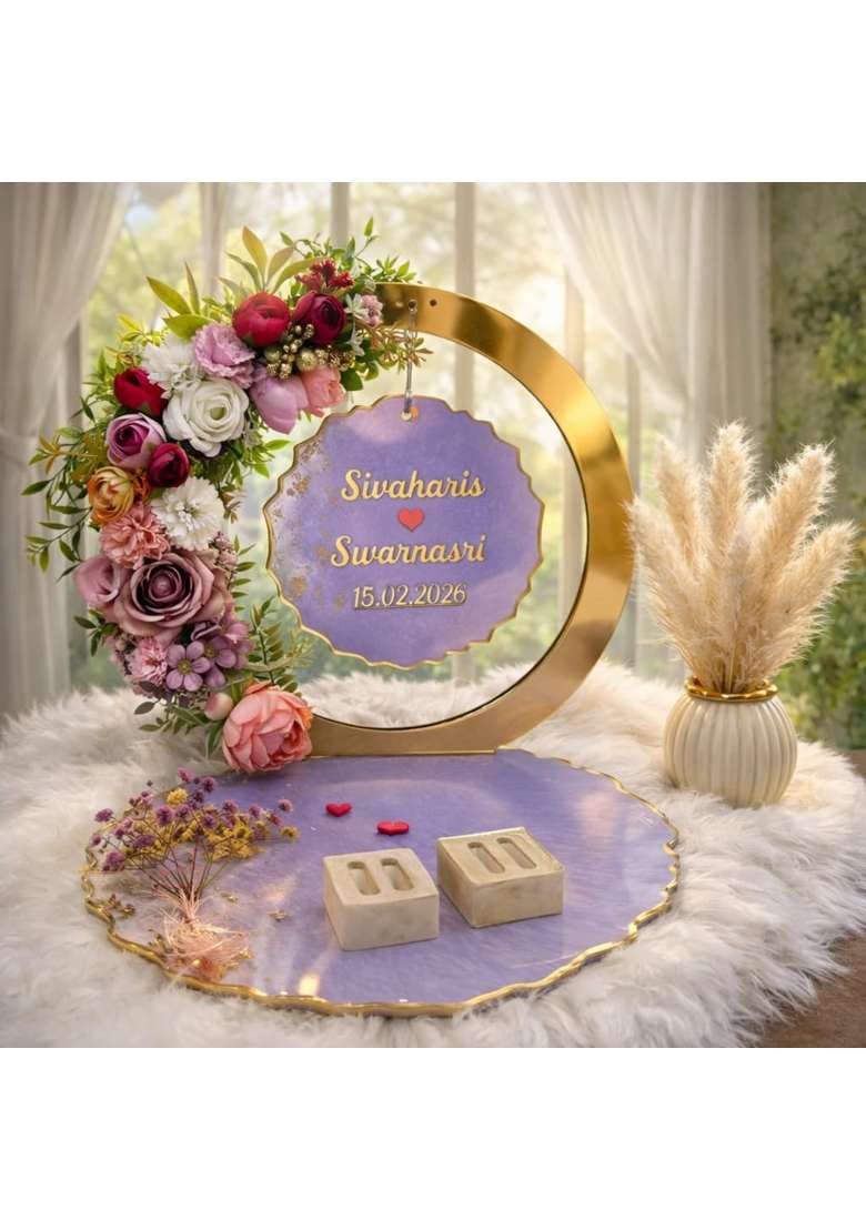 The Bride Made Purple Resin Engagement Ring Platter for Ceremony - Indya