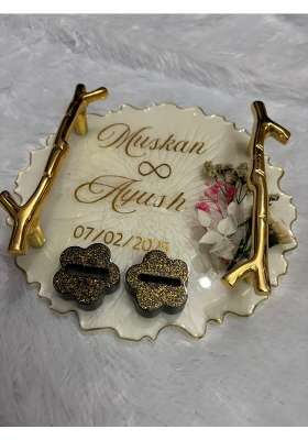 Shyama Craft Engagement Ring Tray Ring Holder Resin Platter with Handle