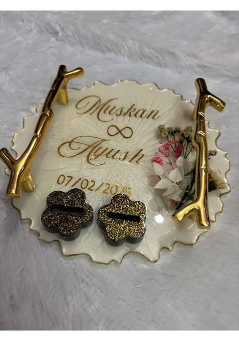 Shyama Craft Engagement Ring Tray Ring Holder Resin Platter with Handle