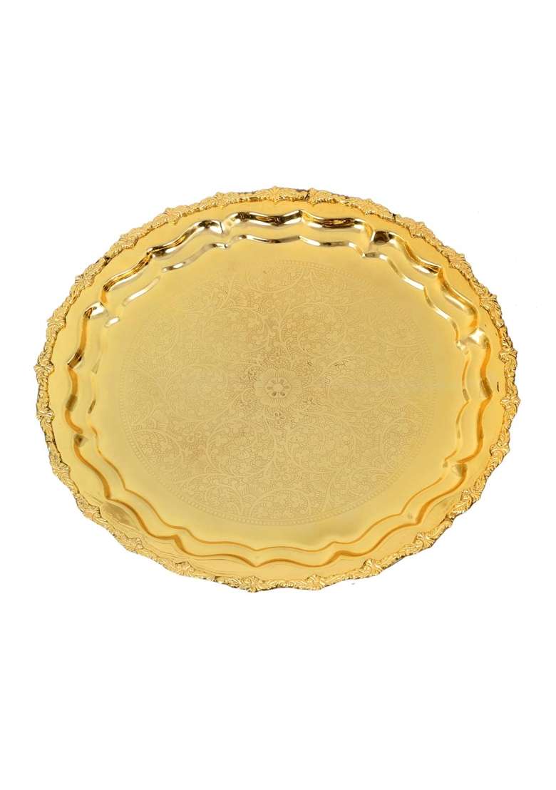 BM Metalworks Brass Gold Plated Tray for Home 12 Inch - Indya