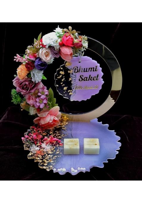 The Bride Made Purple Personalized Resin Engagement Ring Platter with Loop