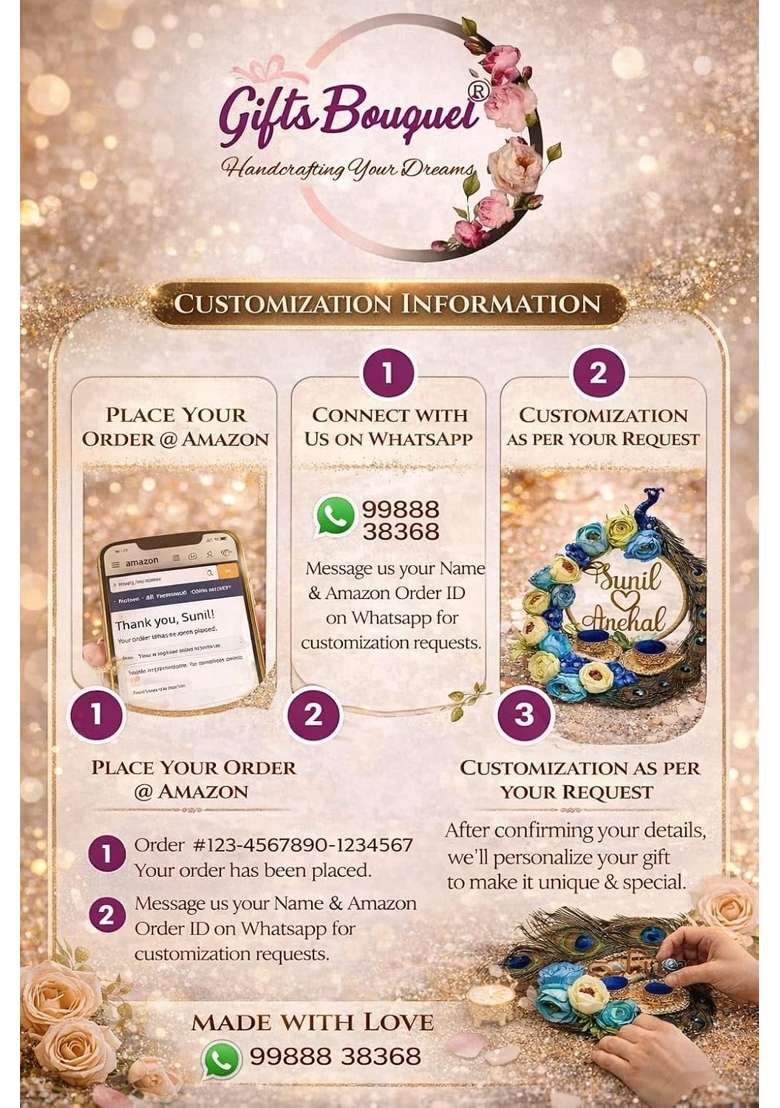 Smart Creations Multicolor Giftsbouquet Peacock Theme Ring Platter for Engagement and Wedding - Indya
