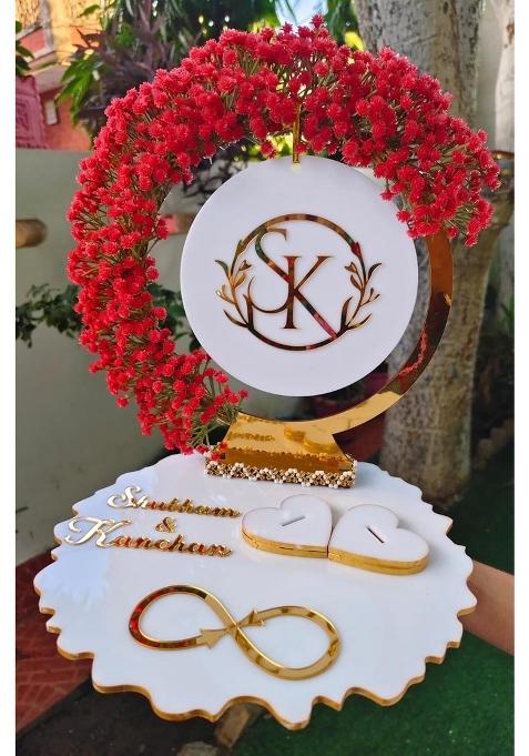Unique Palette Pink Beautiful Engagement Platter Wedding Ring Platter