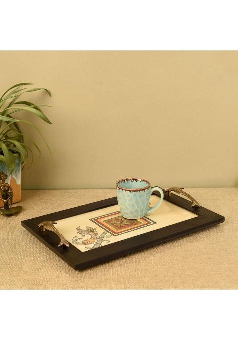 Aakriti ART Creations Beige Cultural Fusion Hand Painted Tray