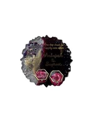 Shyama Craft Golden Resin Engagement Ring Platter 8 Inch Platter with Vintage Ring Boxes