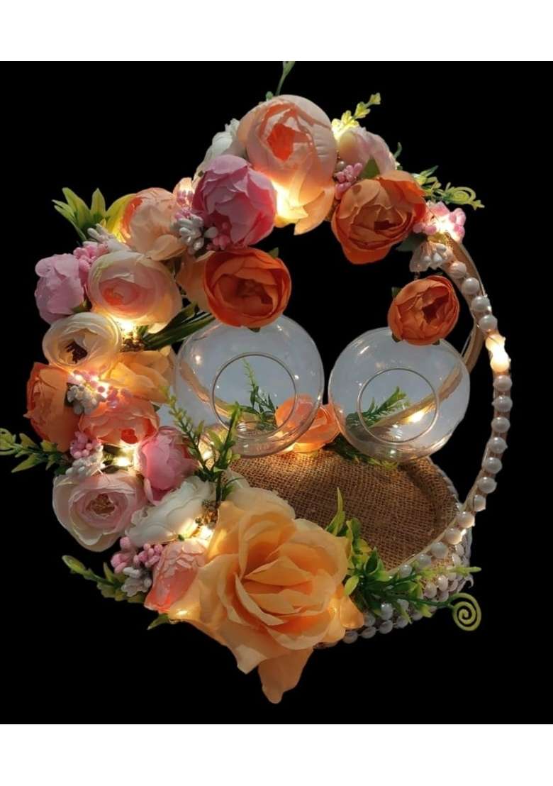 Giftsbouquet Multicolour Engagement Ring Platter I Ring Platter for Ring Ceremony Wedding Ring Platter - Indya