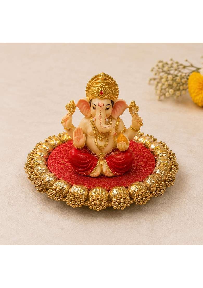 Satyam Kraft 6 Pc Handmade Jhumki Platter 6 Inch with Gota Patti and Golden Moti - Indya