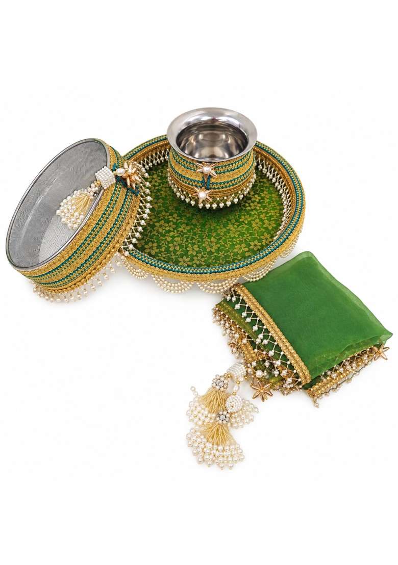 Karva Chauth Thali Karwa Chauth Platter Set Assorted 11 Inch - Indya