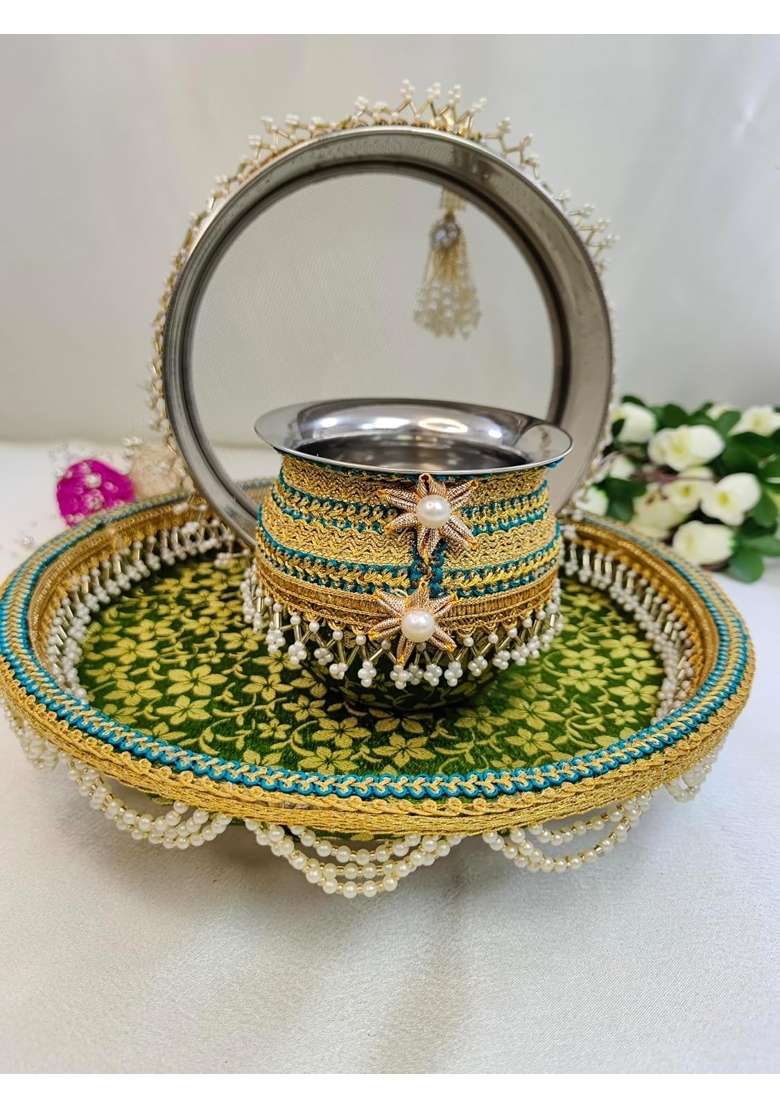 Karva Chauth Thali Karwa Chauth Platter Set Assorted 11 Inch - Indya
